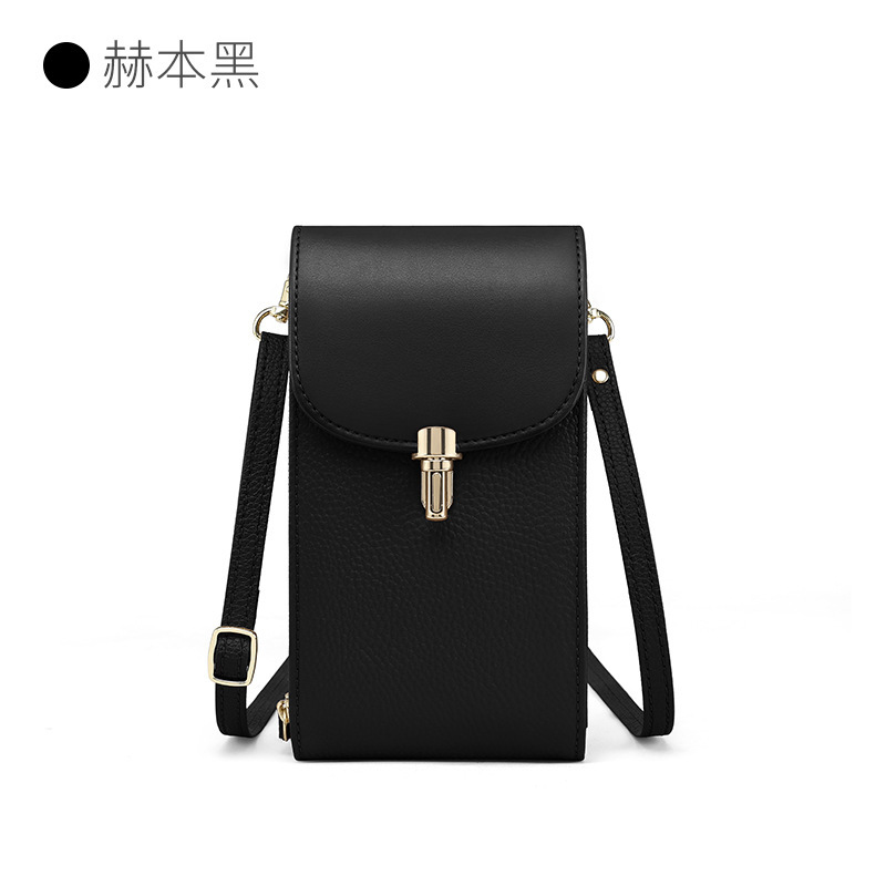 Bolso de cuero para teléfono móvil bandolera para mujer nuevo verano lichi piel de vaca bolso de comercio exterior para mujer bolso pequeño para teléfono móvil de un solo hombro mini