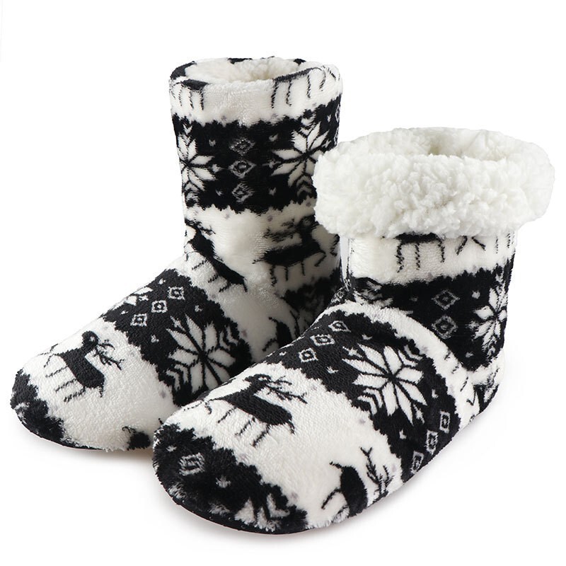Cross-border indoor floor shoes, couple's home shoes, Christmas series cotton shoes, winter floor boots, men's and women's floor socks wholesale