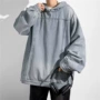 宽松水洗连帽套头夹克衫