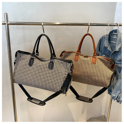 Foreign trade trend large capacity portable luggage bag lightweight storage bag fashionable women's bag plaid color matching sports travel bag
