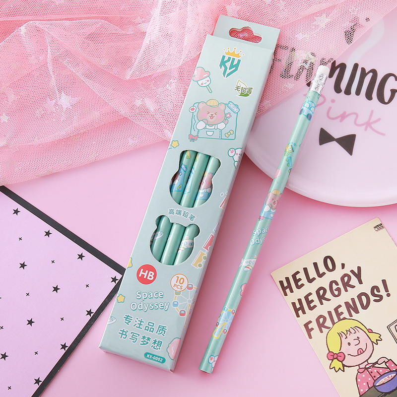 Lápices de caja de alto valor Papelería creativa Herramientas de escritura para estudiantes Práctica de caligrafía Lápiz de madera Lápiz triangular circular