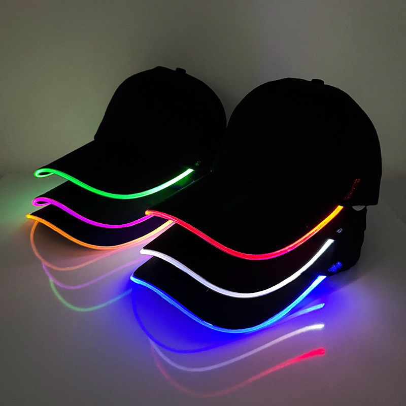 Gorra LED de Amazon, gorra de béisbol luminosa, gorra para exteriores con protección solar, gorra de pico de pato con protección solar, gorra LED de colores cambiantes