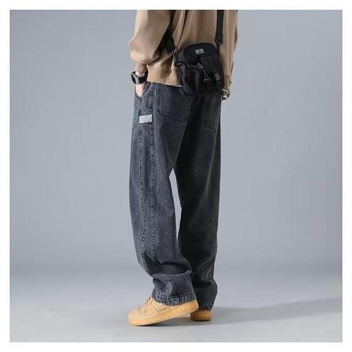 American Washed Retro Spring and Autumn Season Men's High Street Straight Leg Pants Trend Brand Plus Size Loose Wide Leg Long Pants