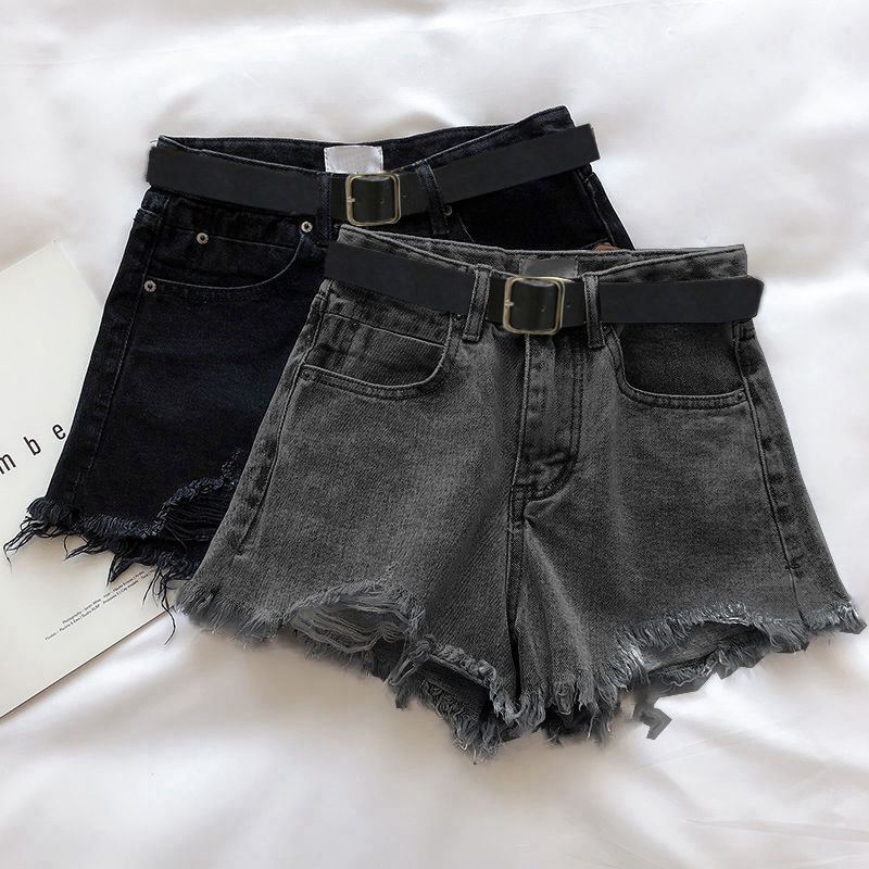 2026 Black and Gray Denim Shorts for Women, Summer Thin Style, Loose Fit, Slimming and Height-Enhancing, A-Line Wide-Leg Versatile Trendy Hot Pants 2026 Black and Gray Denim Shorts for Women, Summer Thin Style, Loose Fit, Slimming and Height-Enhancing, A-Line Wide-Leg Versatile Trendy Hot Pants