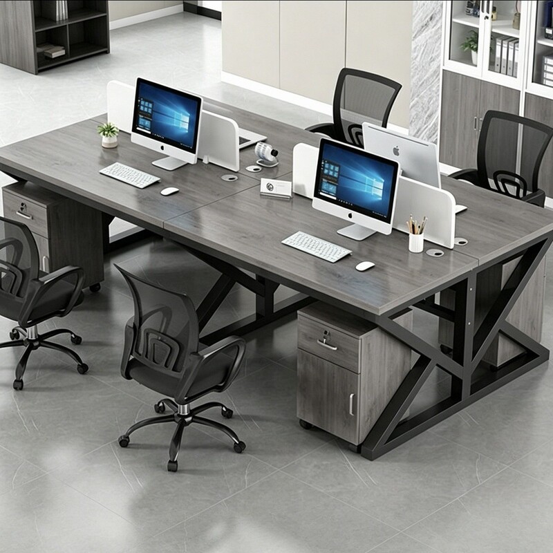 Four-Person Office Desk, Simple Modern Office Desk, Staff Workstation, Computer Desk, Office Desk and Chair Set Four-Person Office Desk, Simple Modern Office Desk, Staff Workstation, Computer Desk, Office Desk and Chair Set
