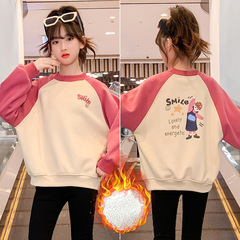 Children's winter clothing thickened velvet bottoming sweatshirt warm lamb wool pullover medium and large girls primary school kindergarten fleece sweater