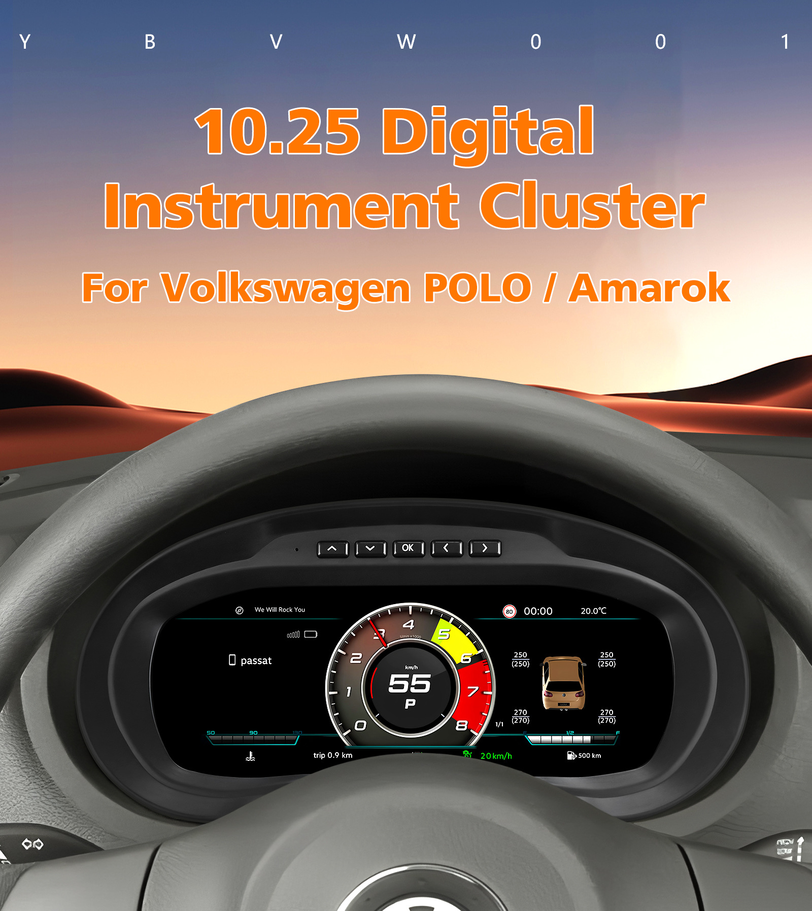 Suitable for Volkswagen 12-18 POLO and 11-16 Amarok, LCD instrument panel modification assembly, plug and play