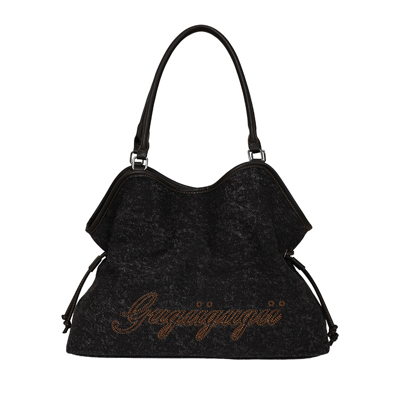 2026 nueva moda denim transfronteriza, bolsa de gran capacidad, bolsa de hombro de viaje casual coreana, mujer