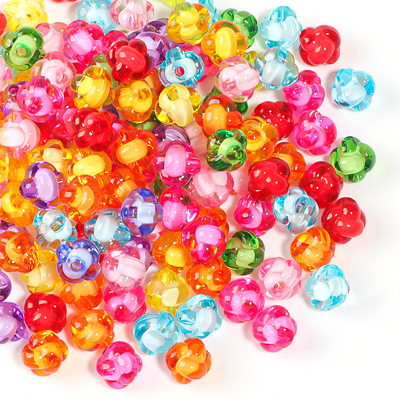 Acrílico color Pearl zhongzhu dibujos animados estrella de cinco puntas amor agujero recto cuentas DIY cadena de teléfono móvil accesorios de joyería de pulsera