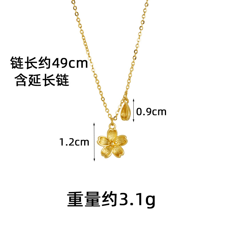 Nuevo estilo chino antiguo collar de oro Fasha de moda nacional petal de flor de melocotón cadena de clavícula retro de alta calidad joyas no se desvanecen