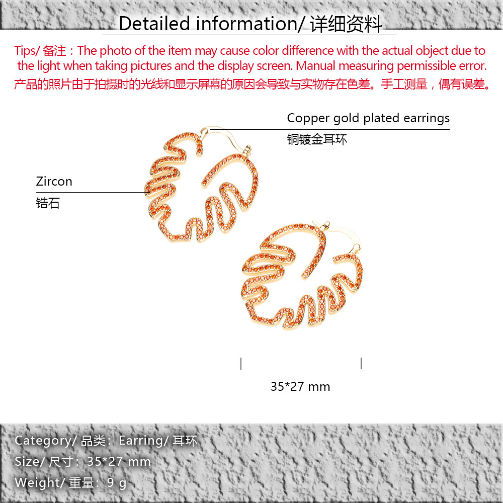 Pendientes De Hoja De Arce De Micro Circonio Con Incrustaciones Nuevos Pendientes De Temperamento De Moda display picture 17