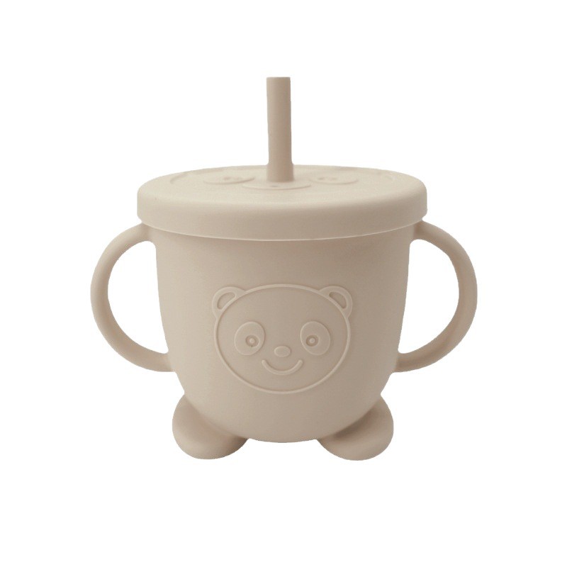 Taza de beber para niños taza de agua dos en uno de doble tapa taza de merienda de silicona entrenamiento para bebés agua potable taza de paja para niños bebé
