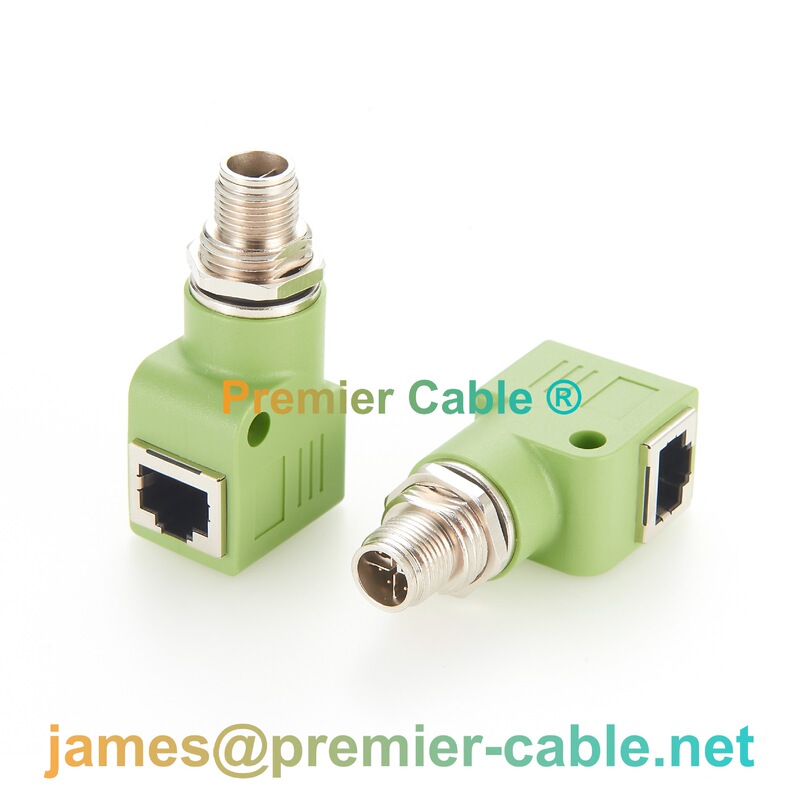 Right-Angle M12 X-Coded to Rj45 Gigabit Industrial Ethernet Adapter 8-Pin High-Speed Network Ip67 Waterproof Screen Right-Angle M12 X-Coded to Rj45 Gigabit Industrial Ethernet Adapter 8-Pin High-Speed Network Ip67 Waterproof Screen