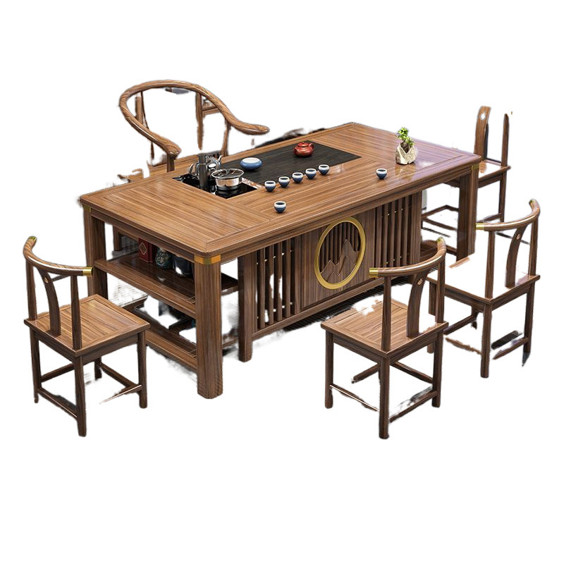 Mesa de té de madera sólida china nueva combinación de mesa de té de oficina con set de té doméstico una sola mesa de té de kung fu