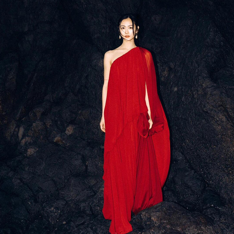 Morning Dress for Women Bride French High-end Morning Gown Niche Light Luxury Evening Dress Red Toasting Dress Long dress