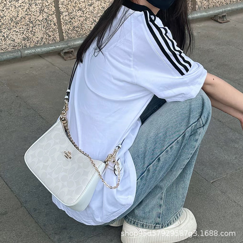 蔻家新款高品质Teri25腋下包斜挎复古包印花链条麻将包拉链单肩包|undefined
