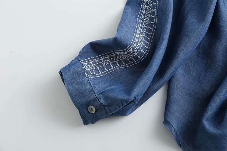 fashion loose embroidered denim shirt  NSAM34011