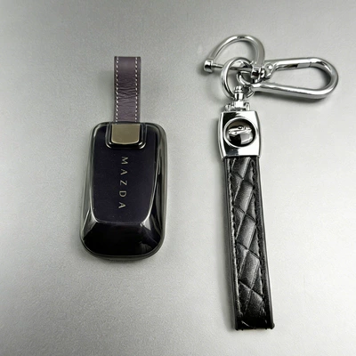 Mazda EZ60 Bluetooth key protective Car key bag - mazda-g-model-transparent-black-leather-strap