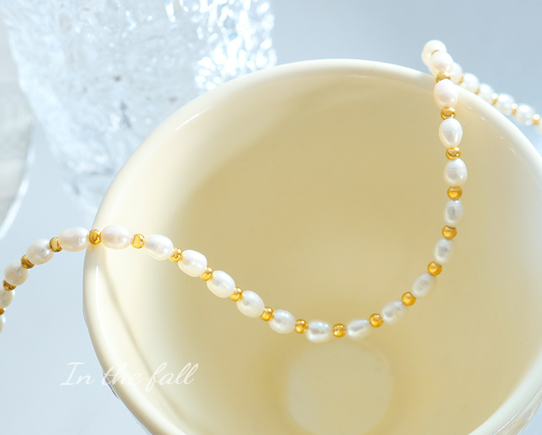 Elegant Geometric Titanium Steel Pearl Bracelets Necklace