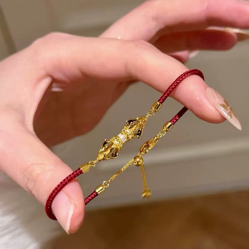 S925 Sterling Silver New Chinese Style Vajra Red Rope Bracelet for Women, New Year Red Chinese Style, Exquisite Light Luxury Versatile Brightening Jewelry