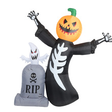 亚马逊爆款万圣充气气模8FT南瓜头骷髅鬼气模墓碑充气气模