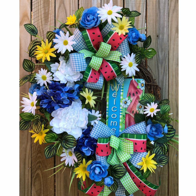 Amazon transfronterizo nueva fruta sandía cinta verano decoración DIY material arco ancho de lino