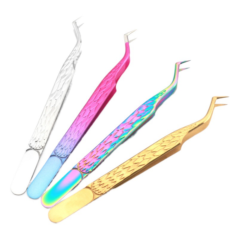 New Eyelash Artist Grafting Eyelash Tweezers High-Precision Safe Professional Flowering Clip Stainless Steel False Eyelash Tweezers