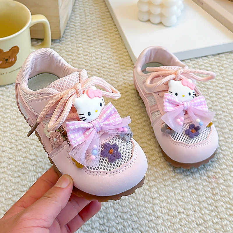 2026 New Style Girls' Mesh Sneakers with Cute Bow Hellokitty Baby Breathable Soft-Soled Casual Shoes 2026 New Style Girls' Mesh Sneakers with Cute Bow Hellokitty Baby Breathable Soft-Soled Casual Shoes