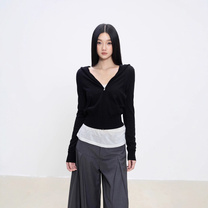 WITHMIN 短款拉链外套女2025新款秋季修身显瘦休闲百搭长袖女上衣|undefined