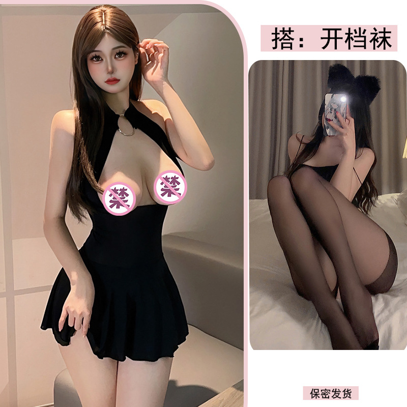 블랙 + 블랙 오픈 양말
