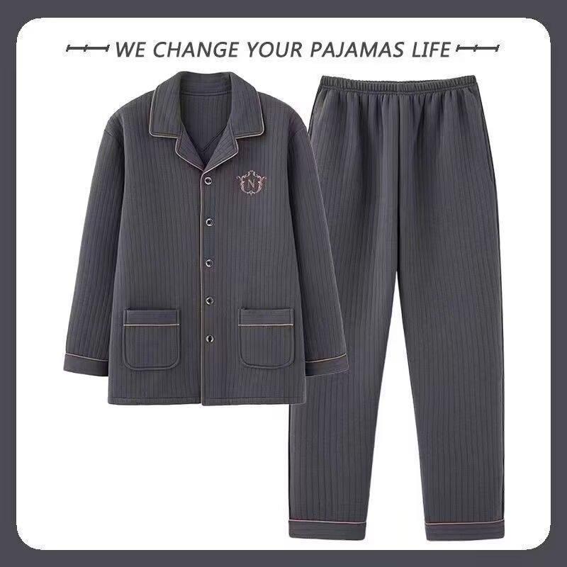 Primavera y otoño se puede usar para hombre pesado pijama intercalado aire caliente algodón otoño y invierno ropa para el hogar de hombre grande