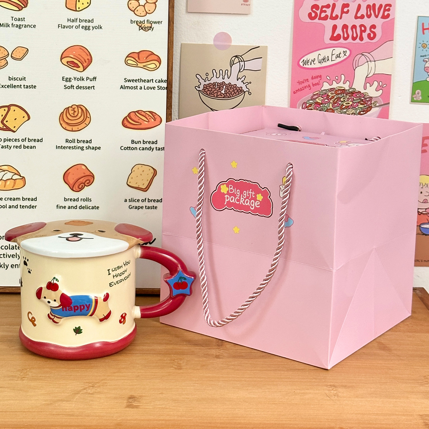 Taza de cerámica inteligente de perro de salchicha taza con tapa de taza de agua de estudiantes para el hogar regalo de cumpleaños taza de pareja