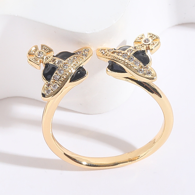 Fashion Planet Copper Inlay Zircon Open Ring 1 Piece