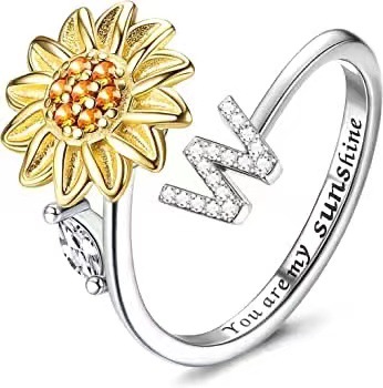 Fashion Letter Flower Copper Inlay Zircon Rings 1 Piece