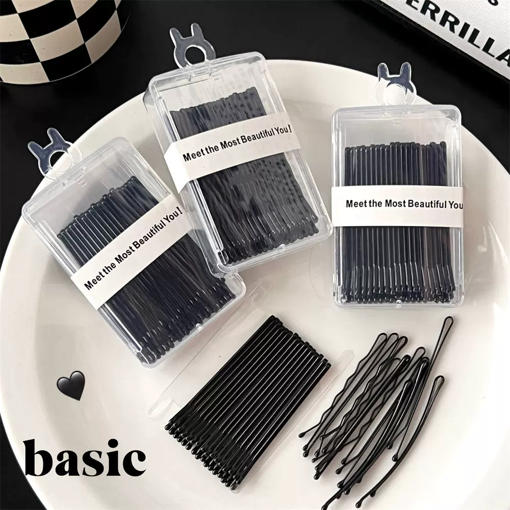 新款黑色一字夹气质侧边夹刘海夹盘发造型固定碎发夹发卡发饰40根