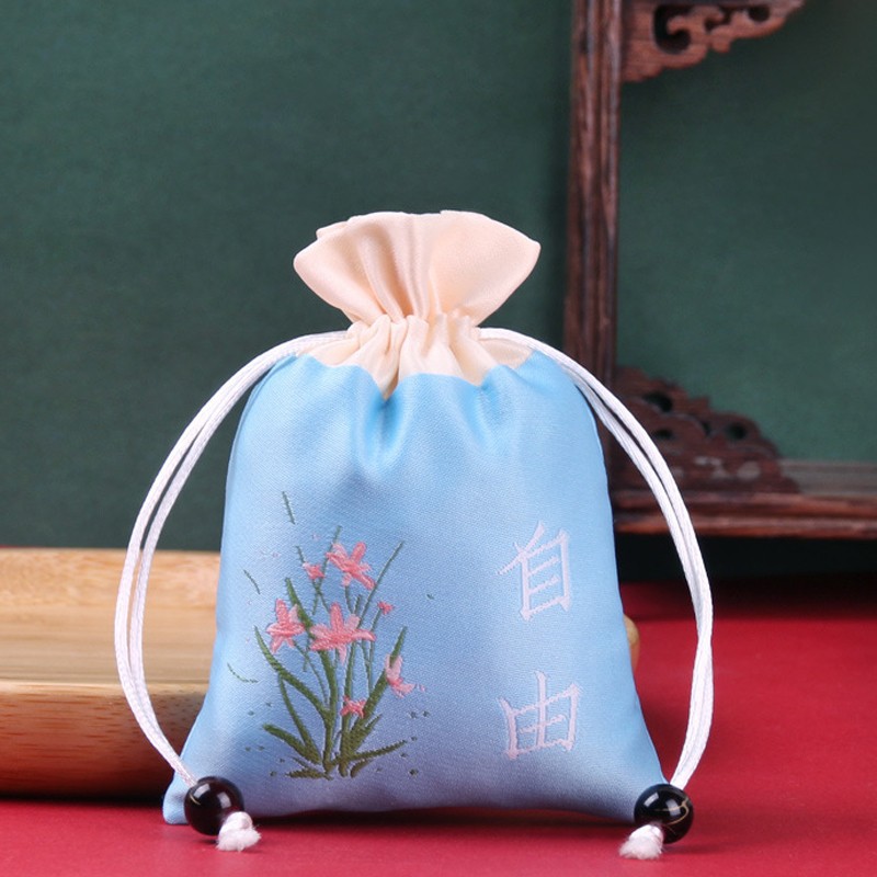 Bolsita bolsita bolsa vacía Dragon Boat Festival portátil repelente de mosquitos bolsa DIY azul y blanco bolsa de lino de algodón bolsa bolsita