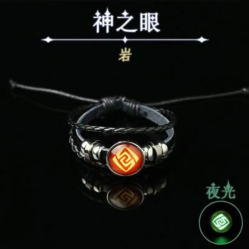 Original Dios tiempo periférico gema cuero negro luminoso anime juego ojo pulsera hombres y mujeres joyería en stock al por mayor