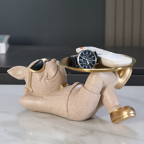 Tray Storage Bull Terrier Animal Statue Cool Dog Statue Sculpture Living Room Bedroom Decoration Home Interior Decoration Match