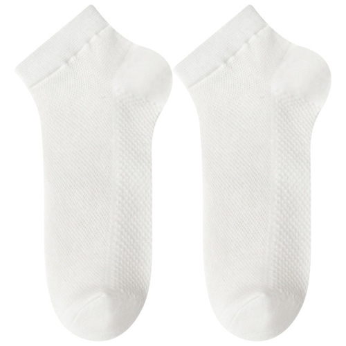 White socks men's thin cotton massage bottom socks summer mesh sweat-absorbent breathable solid color sports boat socks