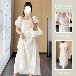 Maternity Wear, Summer Dress, Fashionable Square Collar, Petal Sleeves, Loose Maternity Dress, Thin Summer Style Maternity Dress