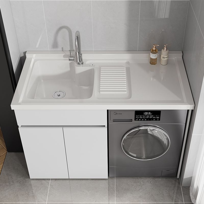 Honeycomb Aluminum Laundry Cabinet Integrated Basin Laundry Sink with Washboard Drum Washing Machine Cabinet Bathroom Bathroom Cabinet