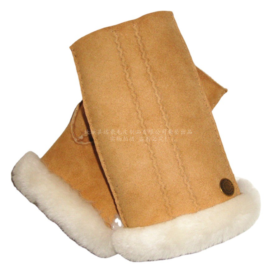 羊皮真皮手袋男は冬にベルベットを厚くして保温して自転車に乗ってバイクを運転してタッチパネルの半指手袋を運転する