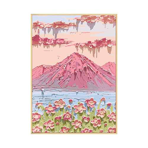 Texture painting diy material three-dimensional quartz sand acrylic digital oil painting pink beach handmade painting color painting wholesale