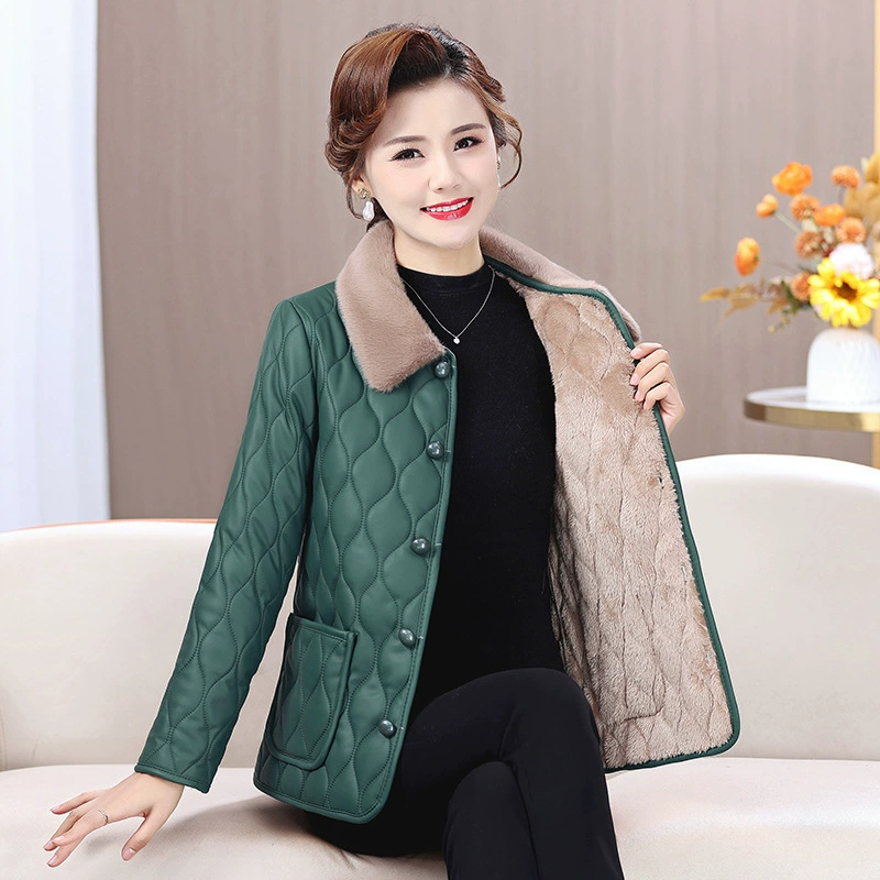 Autumn demi-season short polyurethane keep warm jacket for mother, western style