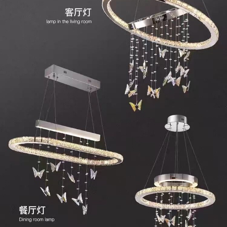 Italian Light Luxury Crystal Restaurant Chandelier High-End Atmospheric Dining Table Island Bar Butterfly Lamp Designer Villa Living Room Italian Light Luxury Crystal Restaurant Chandelier High-End Atmospheric Dining Table Island Bar Butterfly Lamp Designer Villa Living Room