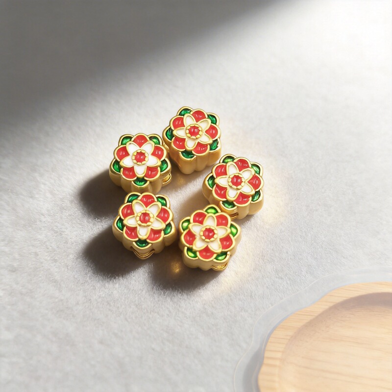High-Quality Traditional Gold-Colored Peach Blossom Four-Leaf Clover Barrel Beads Money Tree Alloy DIY Jewelry Necklace Pendant Accessories High-Quality Traditional Gold-Colored Peach Blossom Four-Leaf Clover Barrel Beads Money Tree Alloy DIY Jewelry Necklace Pendant Accessories