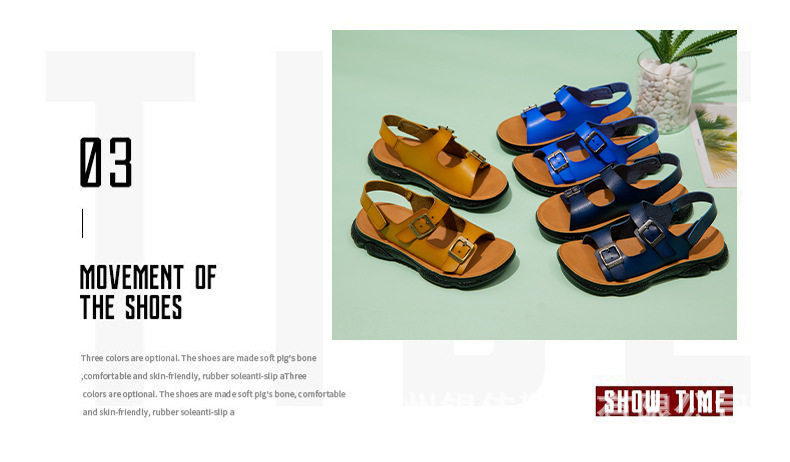Dép sandal trẻ em bé trai quai dán đế bằng thoáng khí — Kaki, Xanh da trời, Xanh lam đậm chi tiết 8