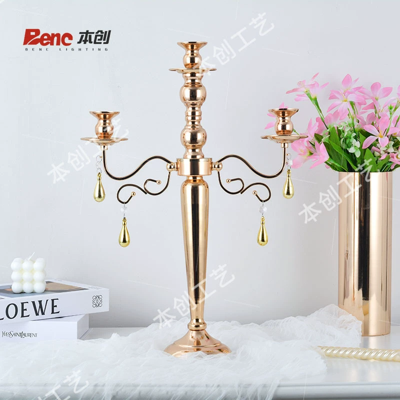 European iron candlestick, golden metal candlestick, retro candle cup, table decoration, crafts, butter lamp
