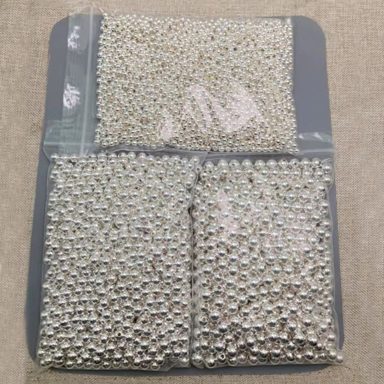s925 sterling silver beads scattered beads round beads a string of beads receptacle diy crystal bracelet silver spacer beads silver bracelet necklace material
