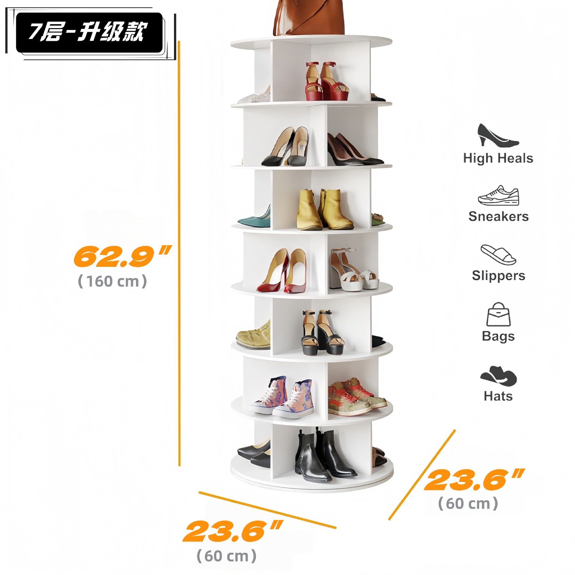 Estante de zapatos giratorio multicapa simple de exhibición de bolsas 360 grados redondo estante de almacenamiento de almacenamiento de almacenamiento doméstico